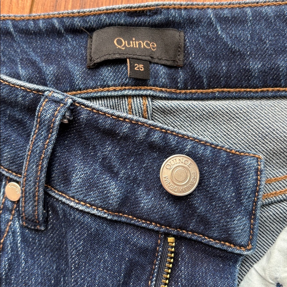 Quince Bella Stretch Cropped Straight Jeans 25 Stormy Blue (Dark Wash) in EUC - Picture 4 of 9
